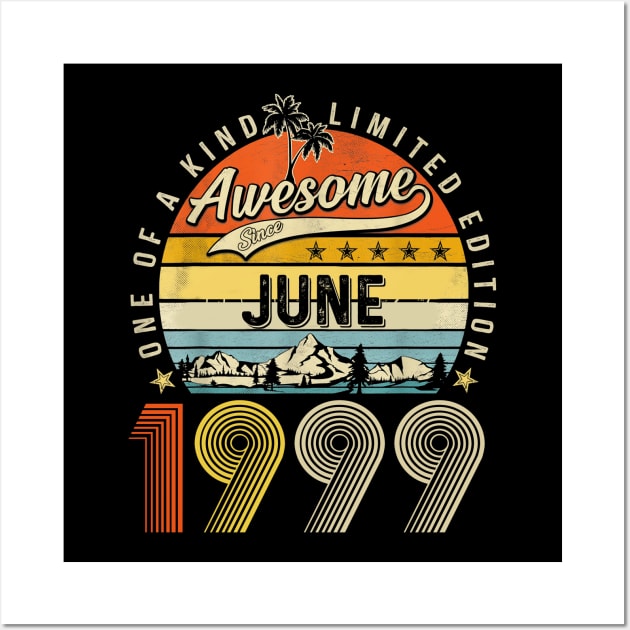 Awesome Since June 1999 Vintage 24th Birthday Wall Art by Benko Clarence